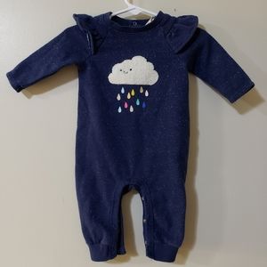 Cat and Jack navy blue sparkle romper with flutter